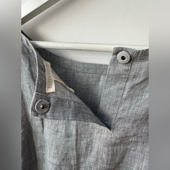 Eileen Fisher Yarn Dyed Organic Handkerchief Linen Chambray Roundneck Box Top XL - Picture 12 of 15